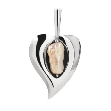 Брошь из серебра с жемчугом барокко