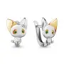 Детские серебряные серьги с наноизумрудами «Котик»