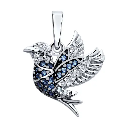 Серебряная подвеска с фианитами «Птица»