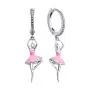 Серьги из серебра с фианитами и эмалью «Балерина»