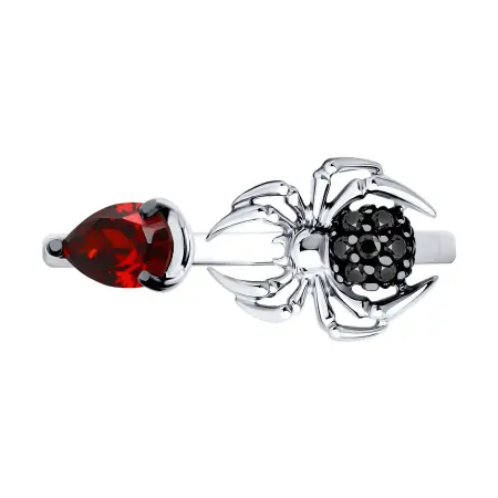 Серебряное кольцо с фианитами «Паук»