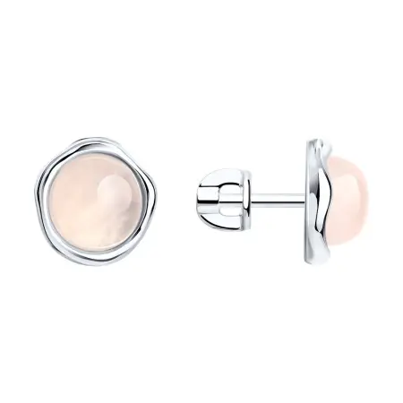Серьги из серебра с розовым кварцем
