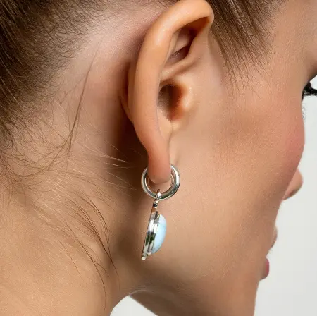 Серебряные серьги с ларимаром