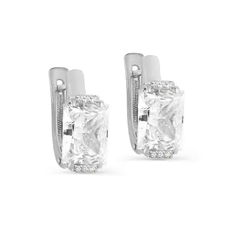 Серебряные серьги с финатами и бриллианитом