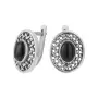 Серьги женские из серебра 925 с черным агатом овал сеточка