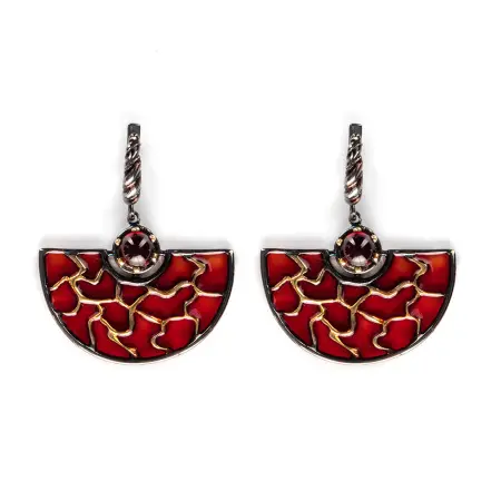 Серебряные серьги с витражной эмалью