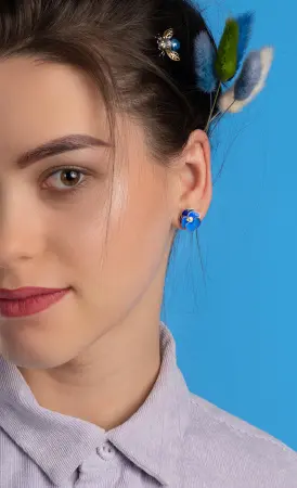 Серьги «Анютины глазки» из серебра с эмалью