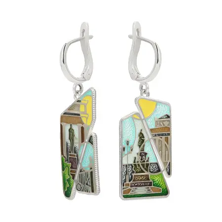 Серьги «Невский проспект День» из серебра с эмалью