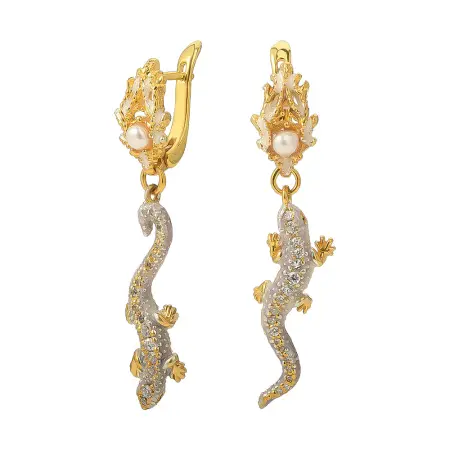 Серьги из серебра «Ящерица»