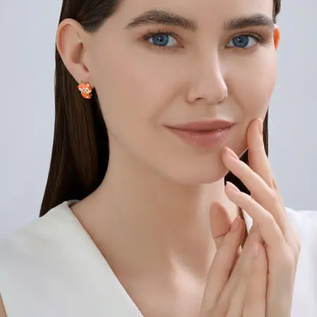 Серьги из золочёного серебра с эмалью «Белочка»