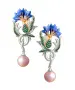 Серьги из серебра с жемчугом, фианитами и эмалью «Васильки»
