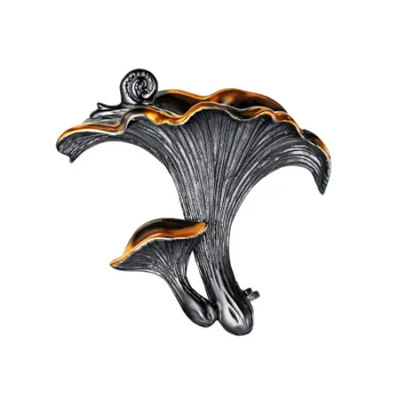 Серебряная брошь «Грибы Лисички - Сестрички»