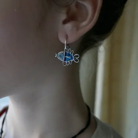 Серьги из серебра «Рыбы»