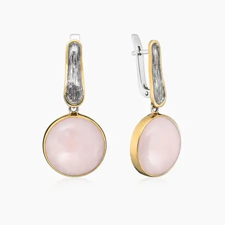 Серебряные серьги «Нежная Дрёма» с розовым кварцем