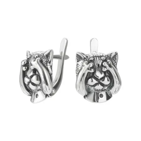 Женские серьги из серебра 925 Не вижу кот
