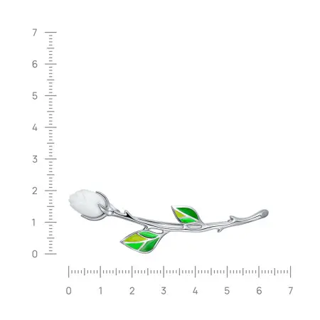 Серебряная брошь с фарфором «Тюльпан»