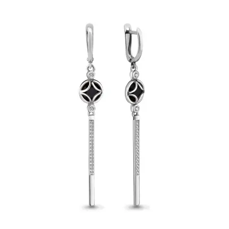 Серебряные серьги с фианитом ии стеклами