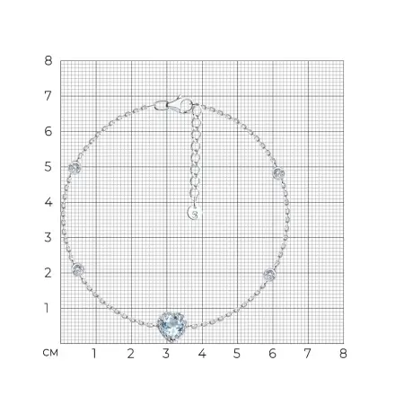 Браслет из серебра с топазом и фианитами