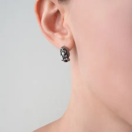 Серьги из серебра ежик «Занято!»