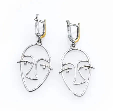 Серьги «Пикассо» с позолотой