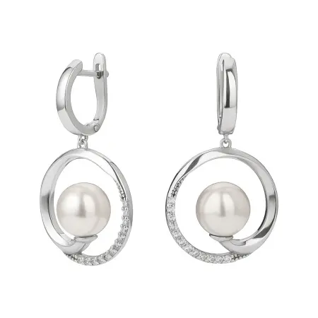 Серьги из серебра с жемчугом и фианитами