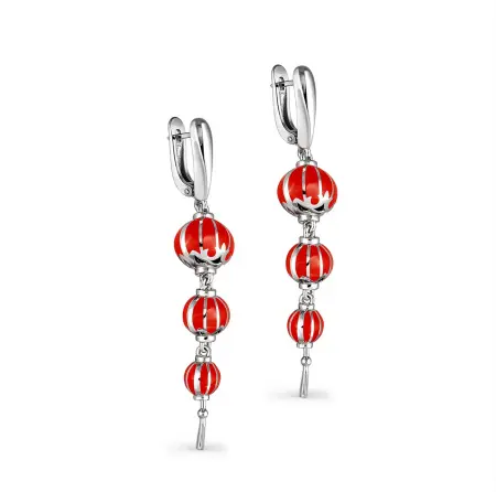 Серьги «Фанарики» из серебра с эмалью