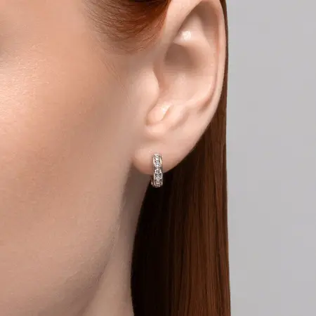 Серьги-хупы из серебра с фианитами