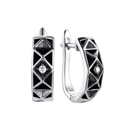 Серьги из серебра с фианитом