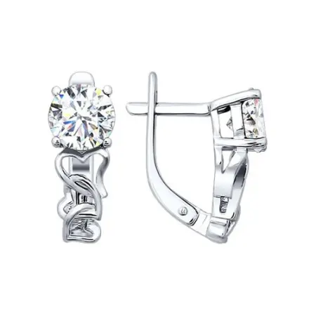 Серьги из серебра с фианитом