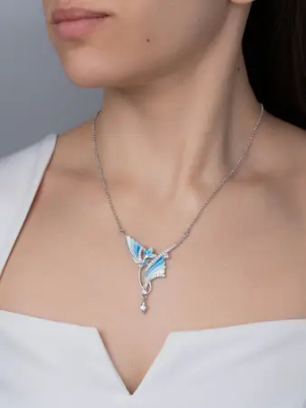 Колье из серебра с фианитами и эмалью