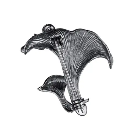 Серебряная брошь «Грибы Лисички - Сестрички»