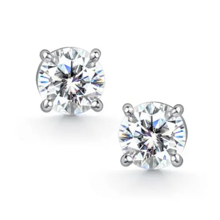 Серьги пусеты из серебра с муассанитом