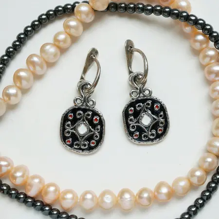 Серьги «Славянские» из серебра с эмалью