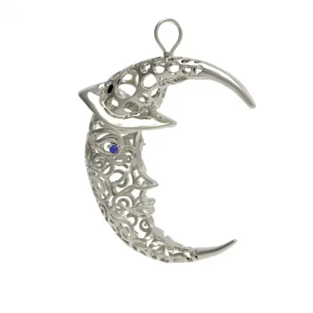 Серебряная елочная игрушка «Месяц»