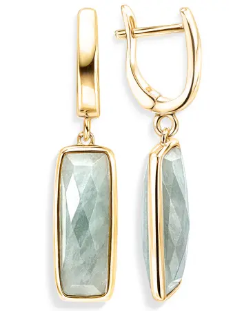 Серебряные серьги с амазонитом и позолотой