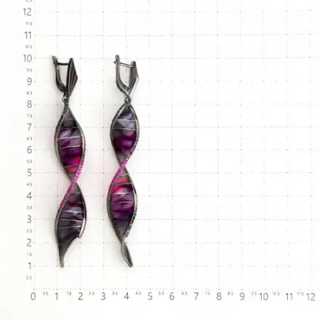 Серебряные серьги с витражной эмалью