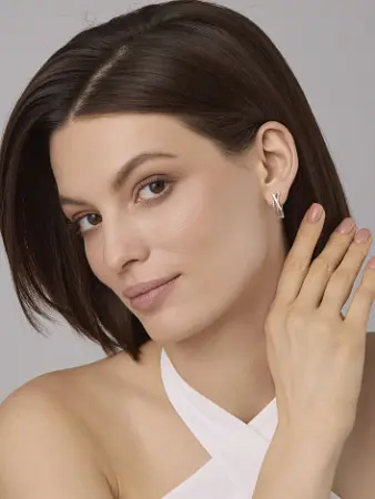 Серьги из серебра с бриллиантами и позолотой «Сердце»