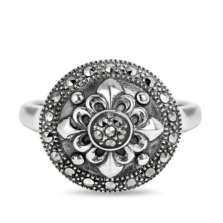 Серебряное кольцо с марказитами Swarovski