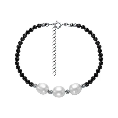 Браслет из серебра с жемчугом и шпинелью