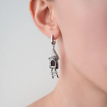 Серебряные серьги «Сказочный домик»
