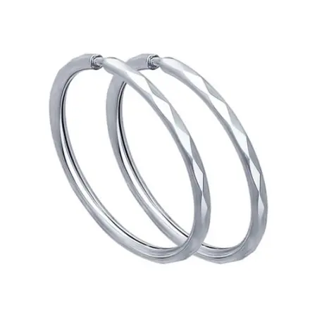 Серьги конго из серебра с алмазной гранью