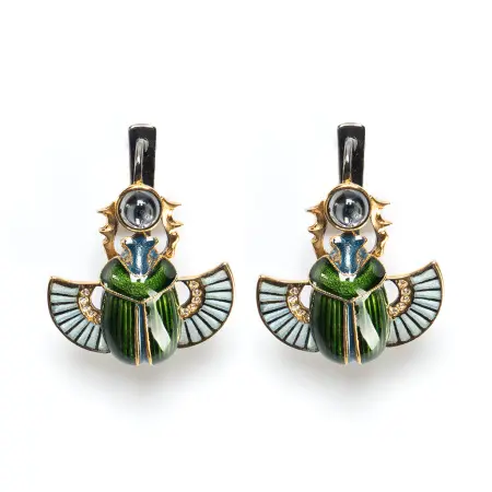 Серебряные серьги «Скарабеи»