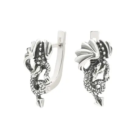 Серебряные серьги «Дракон»