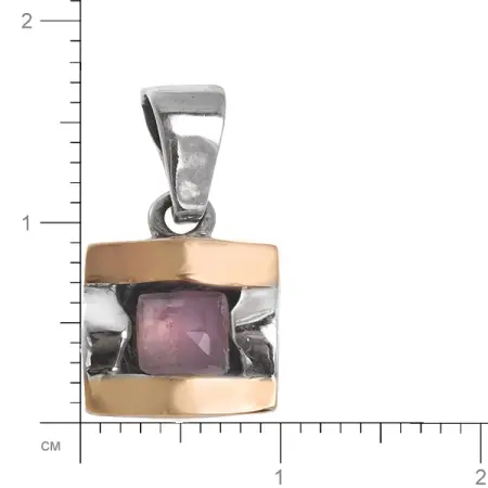 Серебряный кулон с розовым кварцем и золотом