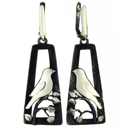 Серебряные серьги «Птички»