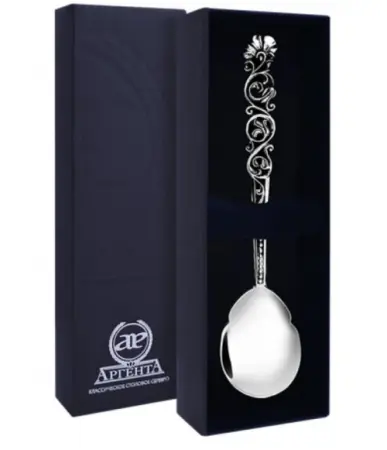 Серебряная чайная ложка «Подарочная» с чернением