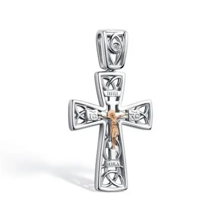 Серебряный крест с бриллиантом