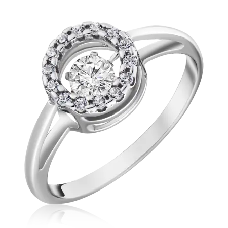 Серебряное кольцо с танцующим фианитом