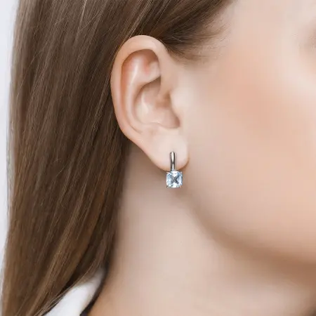 Серьги из серебра с голубыми топазами