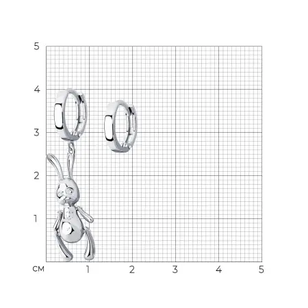 Серьги из серебра «Заяц» ассиметричные